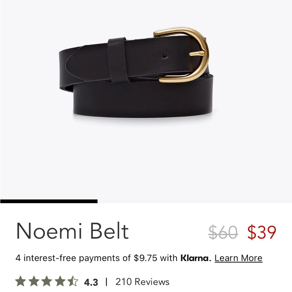 NWT Nisolo Noemi belt, black XS